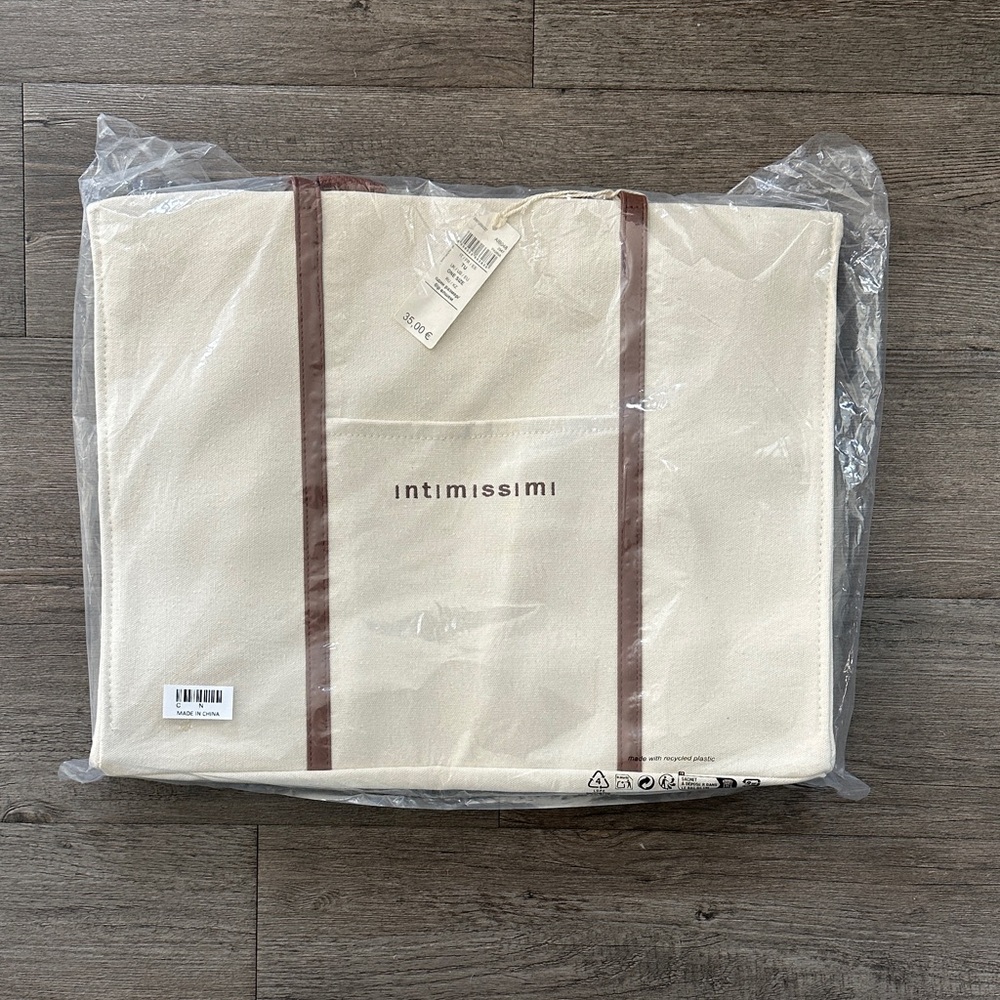 Intimissimi Beige and Brown Canvas Tote